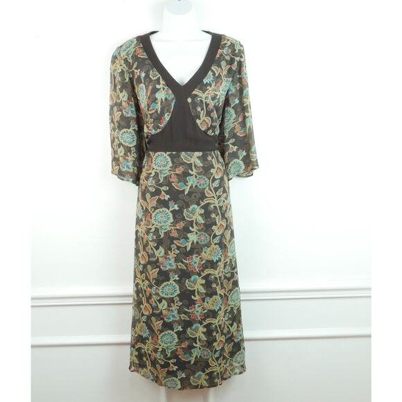 Style & CO Dresses & Skirts - Vintage Y2K Babydoll Dress Sheer Chiffon Fairy‎ Floral 14 Feminine Ethereal Midi